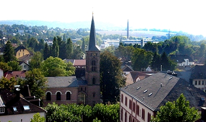 blick von der baslustrade auf die ev stadtkirche