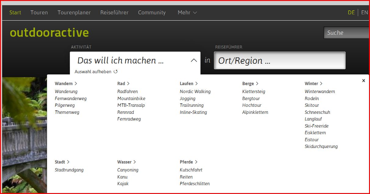 outdooractive eingabeseite der internetseite fr home